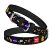 Leather Dog Collar for Small Medium Dogs NASA 8-11 in Neck x 0.5 in Wide Black Leather Buckle Dog Collar