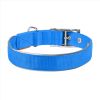 Blue Nylon Reflective Dog Adjustable Dog with Metal Buckle Heavy Duty for Large Dogs Large Size 18-22 inch Neck