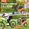VEVOR Dog Bike Trailer, Supports up to 66 lbs, 2-in-1 Pet Stroller Cart Bicycle Carrier, Easy Folding Cart Frame with Quick Release Wheels.
