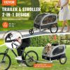 VEVOR Dog Bike Trailer, Supports up to 88 lbs, 2-in-1 Pet Stroller Cart Bicycle Carrier, Easy Folding Cart Frame with Quick Release Wheels.