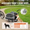 VEVOR Dog Bike Trailer, Supports up to 88 lbs, 2-in-1 Pet Stroller Cart Bicycle Carrier, Easy Folding Cart Frame with Quick Release Wheels.