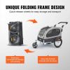 VEVOR Dog Bike Trailer, Supports up to 88 lbs, 2-in-1 Pet Stroller Cart Bicycle Carrier, Easy Folding Cart Frame with Quick Release Wheels.
