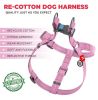 Pink Re Cotton Dog Harness Eco Friendly Small Size 17-22 inch Dog Harness for Small Medium Dogs Reflective Dog Harness with Adjustable Size