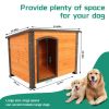 45"Dog House Outdoor and indoor wooden kennel, winter strap with elevated feet, large dog weatherproof (gold red and black)