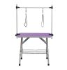 42" Folding Dog Pet Grooming Table Stainless Steel Frame Rubber Mat on Board with Adjustable Arm and Clamps pet dog Cat Grooming Table (PURPLE COLOR)