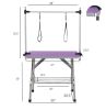 42" Folding Dog Pet Grooming Table Stainless Steel Frame Rubber Mat on Board with Adjustable Arm and Clamps pet dog Cat Grooming Table (PURPLE COLOR)