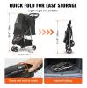 VEVOR Pet Stroller, 3 Wheels Dog Stroller Rotate with Brakes, 35lbs Weight Capacity, Puppy Stroller with Front Pedal, Velcro.