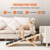 VEVOR Dog Ramp, Folding Pet Ramp for Bed, Adjustable Dog Ramp for Small, Large, Old Dogs & Cats, Wooden Pet Ramp with 39.3" Long Ramp.