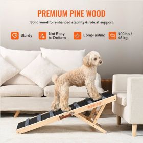 VEVOR Dog Ramp, Folding Pet Ramp for Bed, Adjustable Dog Ramp for Small, Large, Old Dogs & Cats, Wooden Pet Ramp with 39.3" Long Ramp.