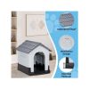 26 inch Plastic Dog House, Indoor Outdoor Doghouse Pet House with Air Vents and Elevated Floor, Insulated Water Resistant Puppy Shelter.