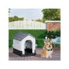 26 inch Plastic Dog House, Indoor Outdoor Doghouse Pet House with Air Vents and Elevated Floor, Insulated Water Resistant Puppy Shelter.