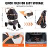 VEVOR Pet Stroller, 4 Wheels Dog Stroller Rotate with Brakes, 66 lbs Weight Capacity, Puppy Stroller with Detachable Carrier.