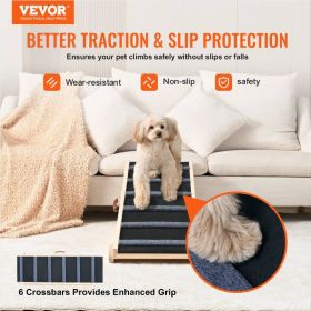 VEVOR Dog Ramp, Folding Pet Ramp for Bed, Adjustable Dog Ramp for Small, Large, Old Dogs & Cats, Wooden Pet Ramp with 41.3" Long Ramp.