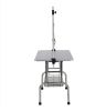 46" Folding Dog Pet Grooming Table Stainless Steel Frame Rubber Mat on Board with Adjustable Arm and Clamps pet dog Cat Grooming Table (SILVER-GRAY CO