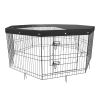 VEVOR Dog Playpen, 8 Panels Foldable Metal Dog Exercise Pen with Top Cover, 24" H Pet Fence Puppy Crate Kennel with Ground Stakes, Indoor Outdoor Pen.