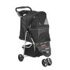 VEVOR Pet Stroller, 3 Wheels Dog Stroller Rotate with Brakes, 35lbs Weight Capacity, Puppy Stroller with Front Pedal, Velcro.