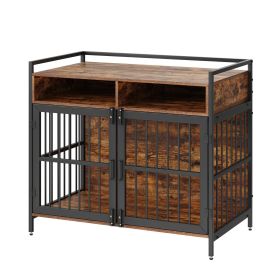 VEVOR Furniture Style Dog Crate with Storage, 41 inch Dog Crate Furniture Large Breed with Double Doors, Wooden Dog Cage for Large/Medium Dog Indoor.