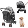 VEVOR Pet Stroller, 4 Wheels Dog Stroller Rotate with Brakes, 44lbs Weight Capacity, Puppy Stroller with Reversible Handlebar.