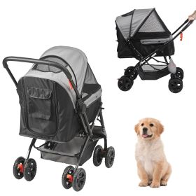 VEVOR Pet Stroller, 4 Wheels Dog Stroller Rotate with Brakes, 44lbs Weight Capacity, Puppy Stroller with Reversible Handlebar.