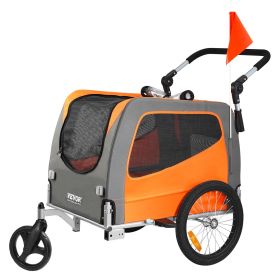 VEVOR Dog Bike Trailer, Supports up to 66 lbs, 2-in-1 Pet Stroller Cart Bicycle Carrier, Easy Folding Cart Frame with Quick Release Wheels.