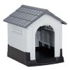 26 inch Plastic Dog House, Indoor Outdoor Doghouse Pet House with Air Vents and Elevated Floor, Insulated Water Resistant Puppy Shelter.