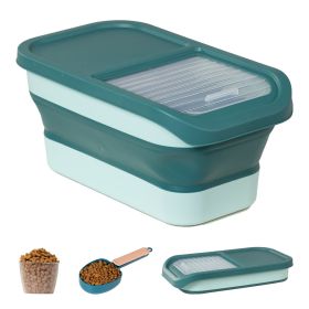 10-13Lbs Dog Food Storage Container,Scoop and Measuring Cup, Folding Pet Food Container with Lids, Pet Food Storage Containers Dry Food for Dog (Color: Green)