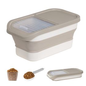 10-13Lbs Dog Food Storage Container,Scoop and Measuring Cup, Folding Pet Food Container with Lids, Pet Food Storage Containers Dry Food for Dog (Color: Gray)
