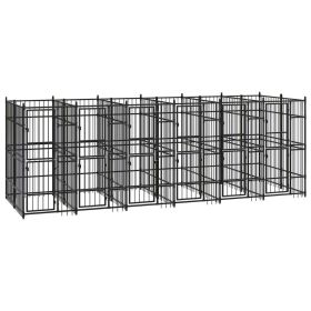 Outdoor Dog Kennel Steel 119 ft² (Color: black)