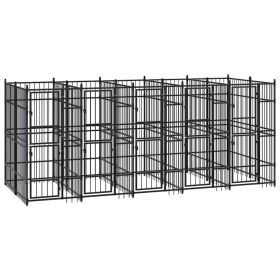 Outdoor Dog Kennel Steel 99.2 ftÂ² (Color: black)