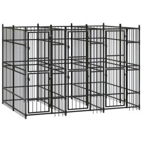 Outdoor Dog Kennel Steel 59.5 ftÂ² (Color: black)