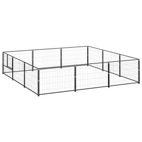 Dog Kennel Black 96.9 ftÂ² Steel (Color: black)