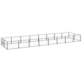 Dog Kennel Black 172.2 ftÂ² Steel (Color: black)