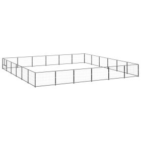 Dog Kennel Black 387.5 ftÂ² Steel (Color: black)
